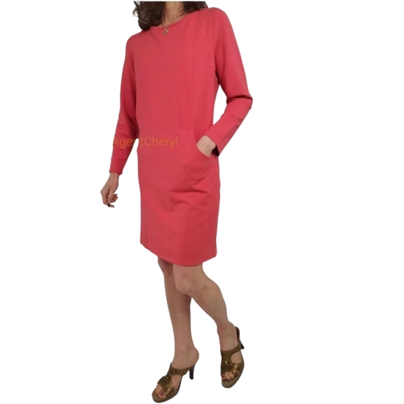 J. Jill Red Cotton Long Sleeve Sheath Dress Size Medium - Picture 1 of 5
